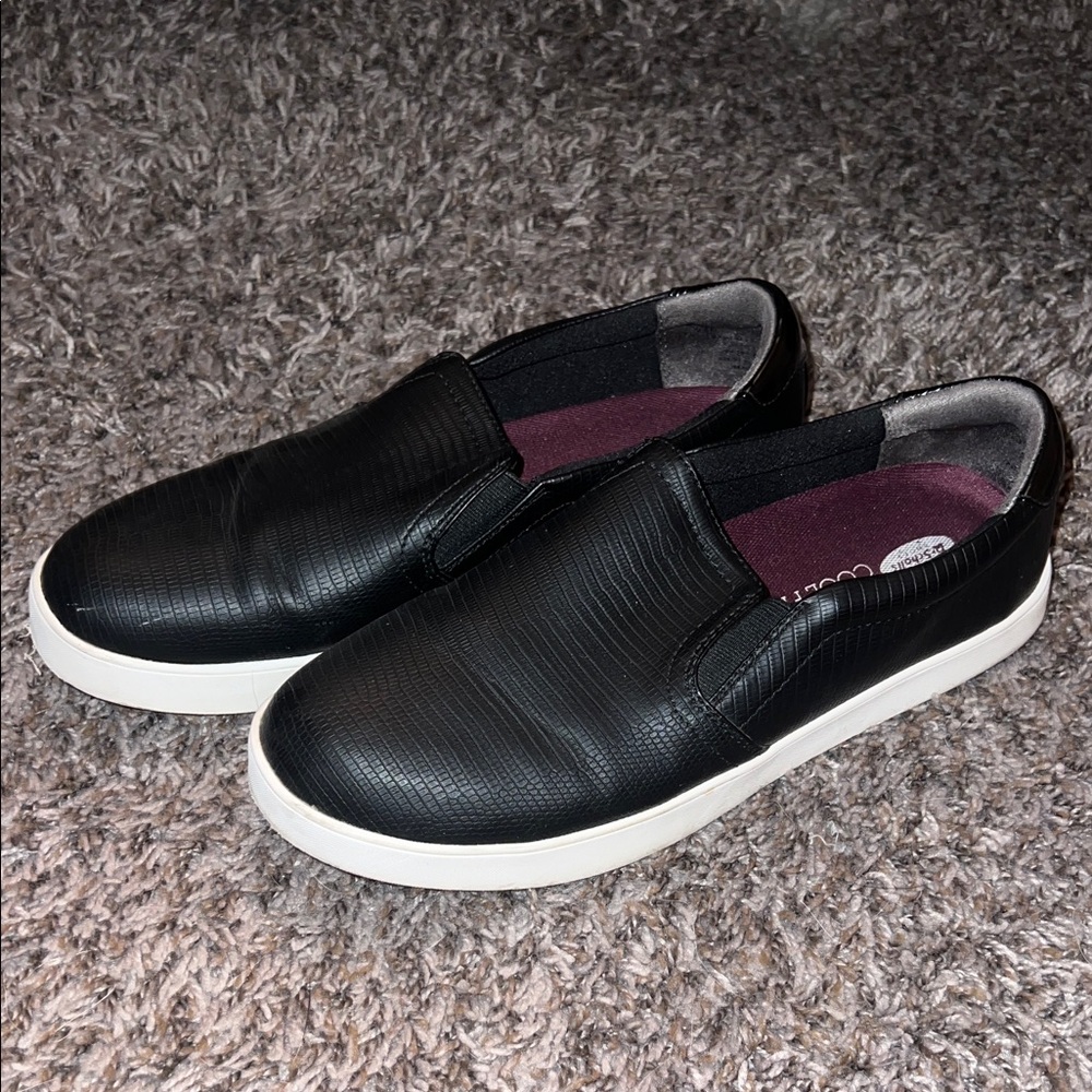 Dr. Scholl's Black Textured Slip-On Loafers